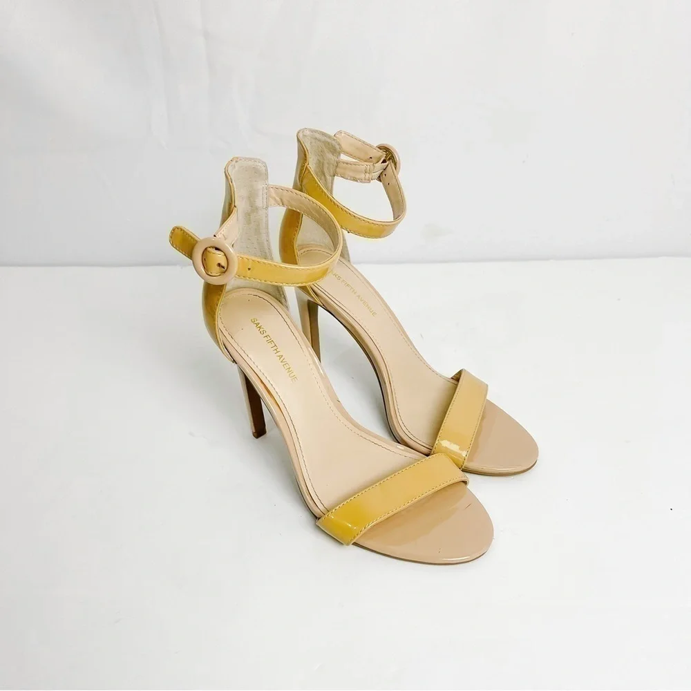 Saks 5th Avenue Charlize Strappy Nude Heels Size 6